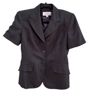 Le Suit Petite Black Short Sleeve Button Blazer Sz 4